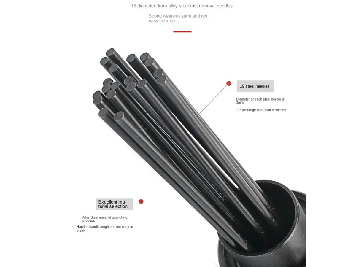 Top angle showing needle scaler length of 35cm