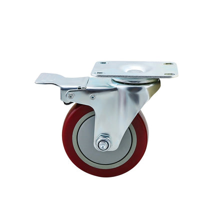 Caster Wheels Kit 100mm 4inch 2 with brakes+2 without brakes Red