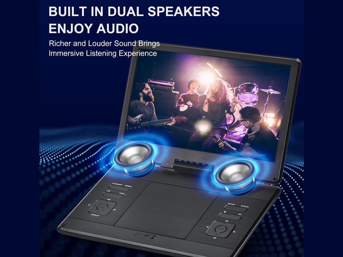 Portable DVD player 14inch with car charger accessory