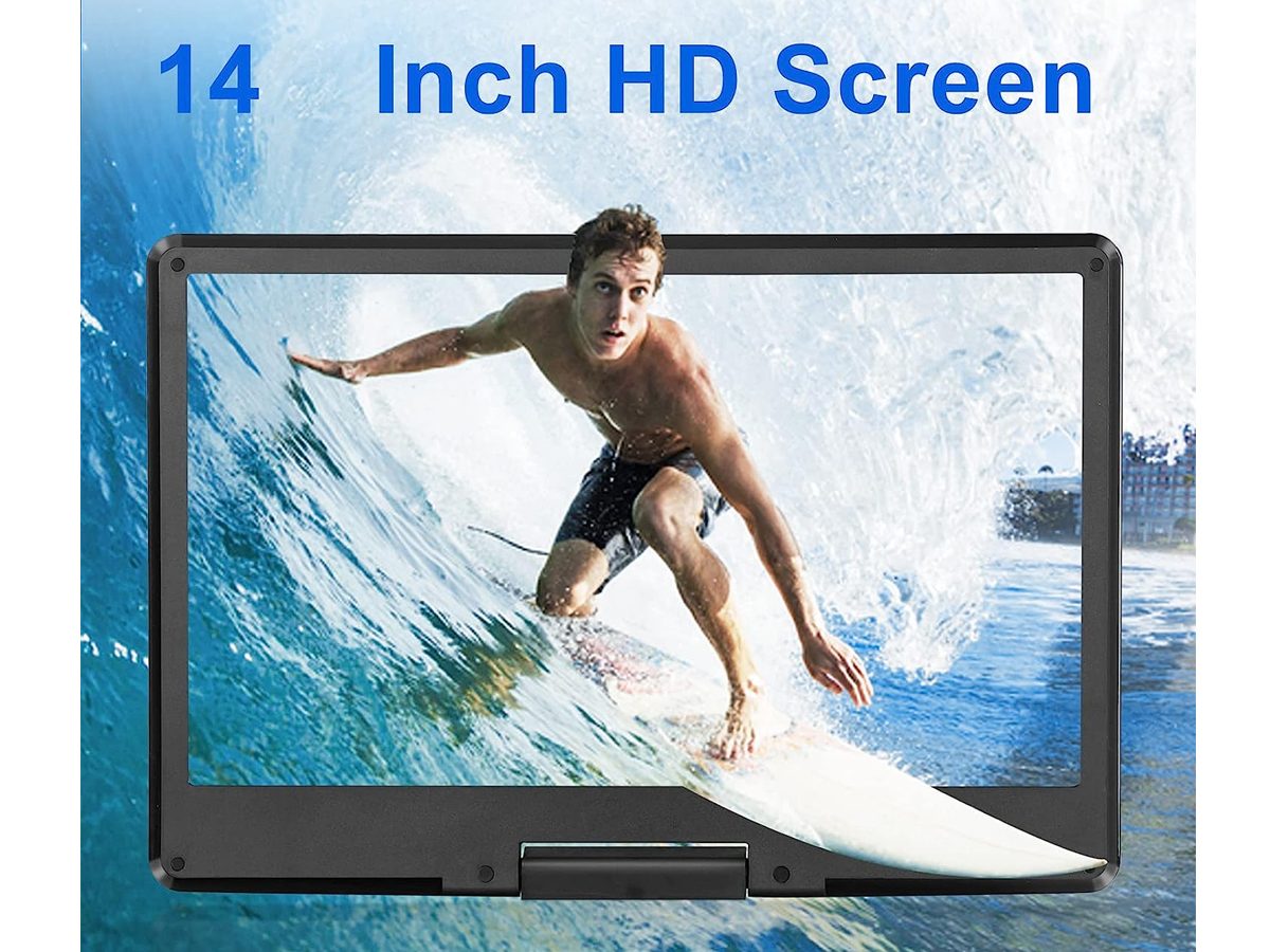 Portable DVD player 14inch with car charger accessory