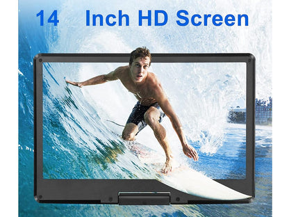 Portable DVD player 14inch with car charger accessory