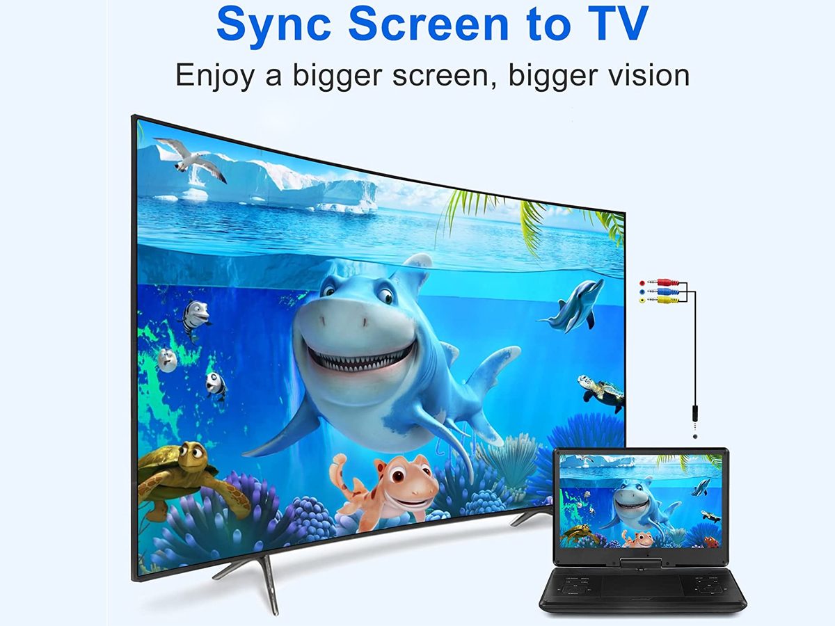Portable DVD player 14inch with car charger accessory