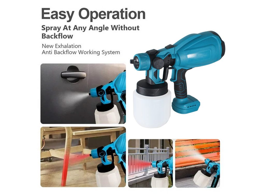 Paint sprayer angled to show ABS and plastic material
