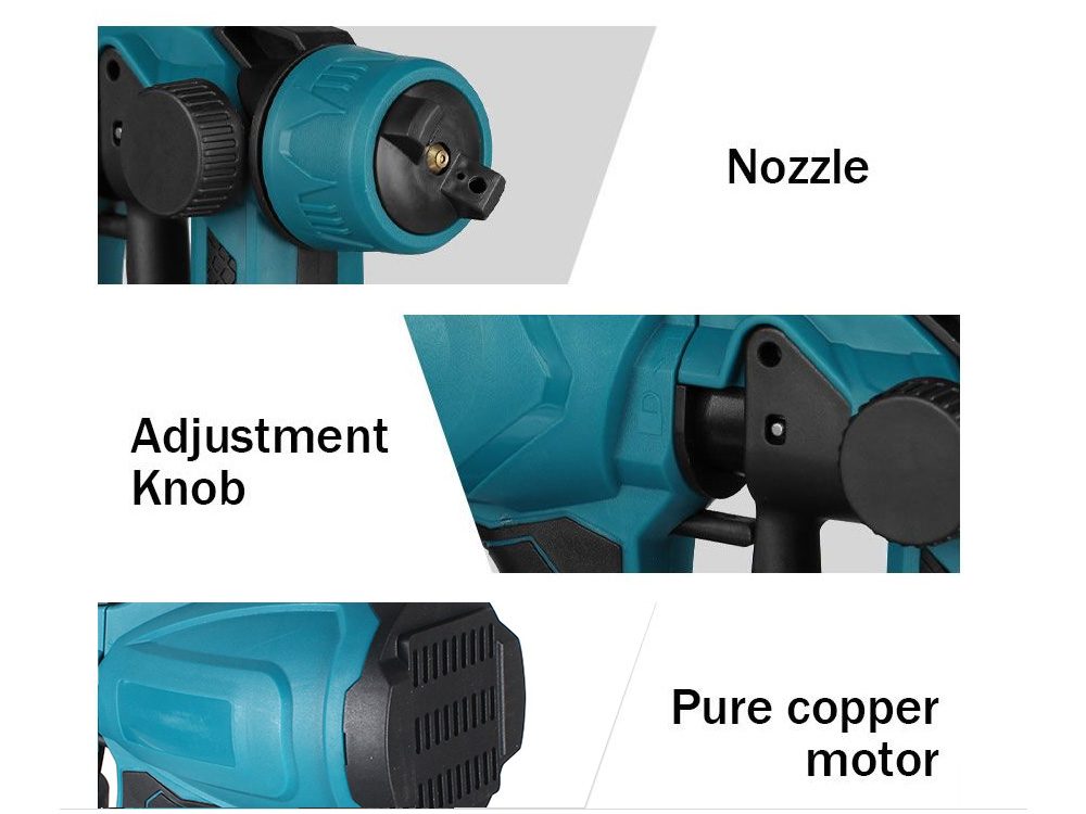 Paint sprayer angled to show ABS and plastic material