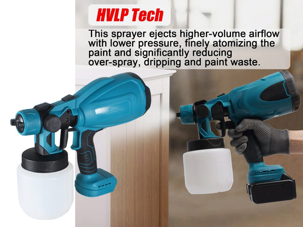 Paint sprayer angled to show ABS and plastic material
