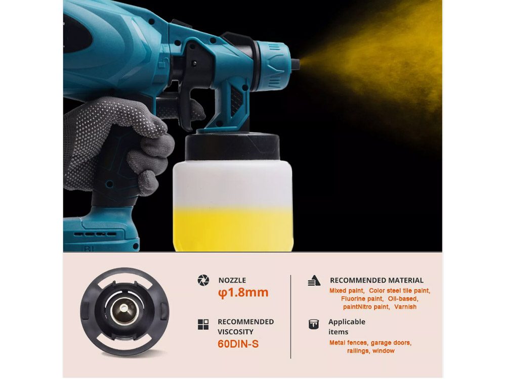 Electric paint sprayer showing adjustable spray pattern settings