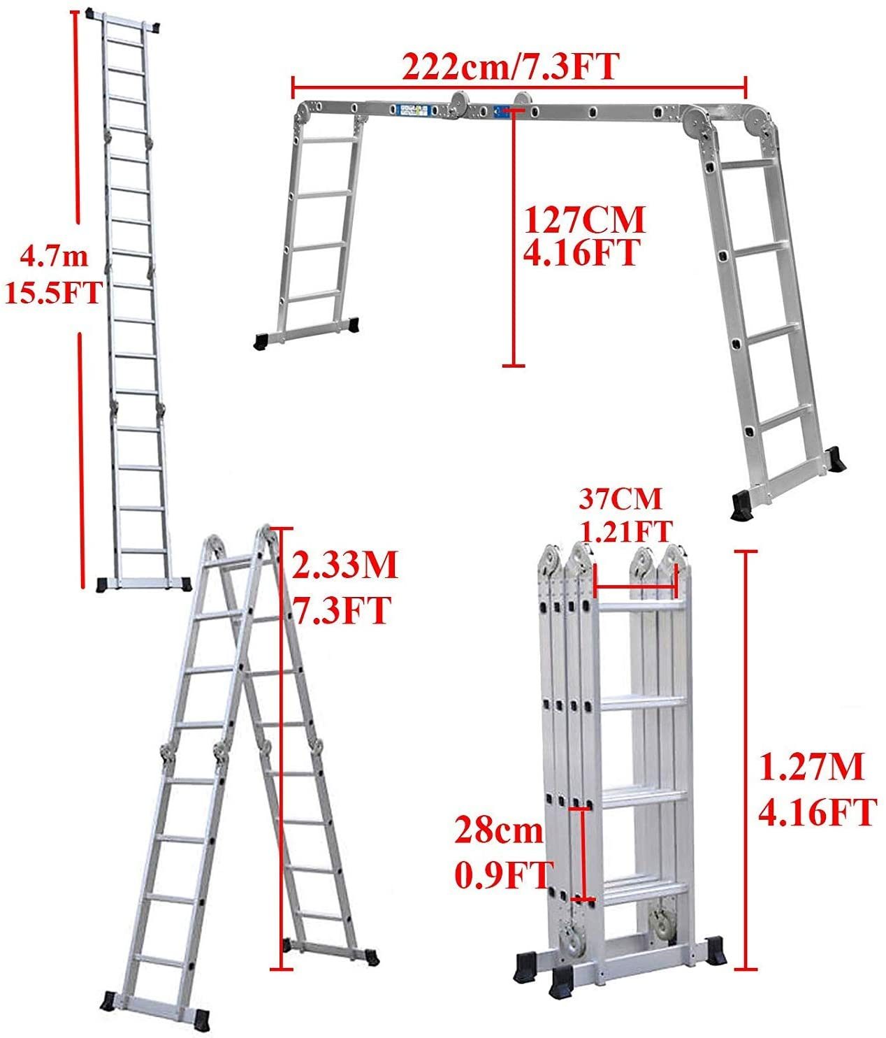 Aluminium ladder folded showing lightweight design