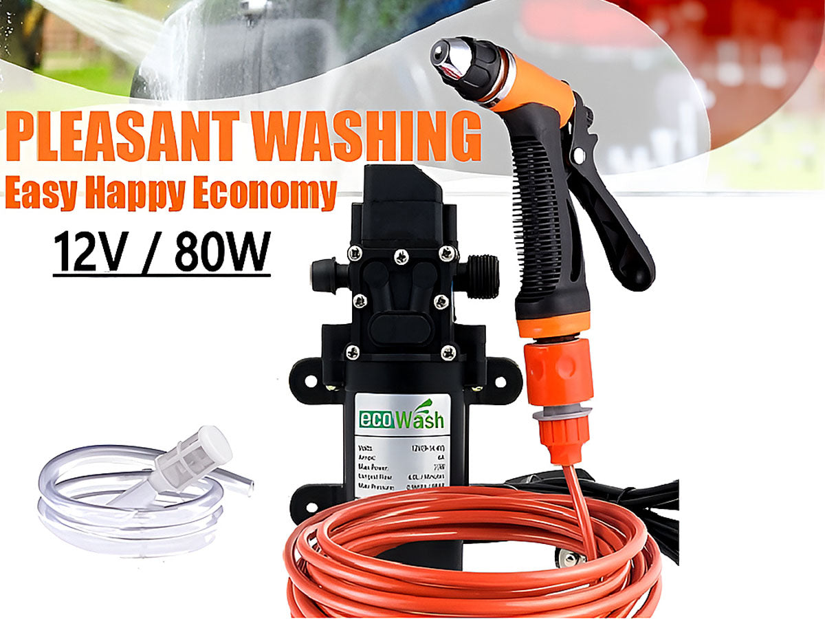 Close up of car washer water blaster handle in black