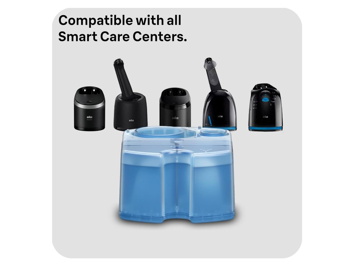 Braun Clean and Charge refill pack box with four cartridges inside