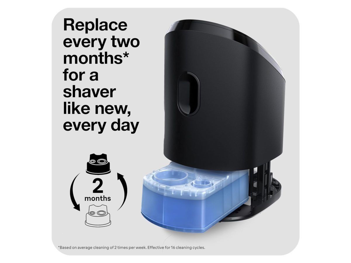 Four Braun Clean and Charge refills lined up showing size comparison