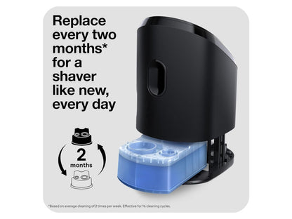 Four Braun Clean and Charge refills lined up showing size comparison