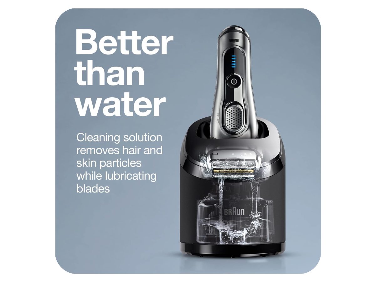 Side view of Braun Clean and Charge refill cartridge plastic casing