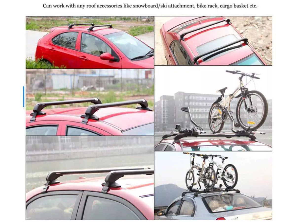 Universal roof rack cross bars with no-drill mounting system