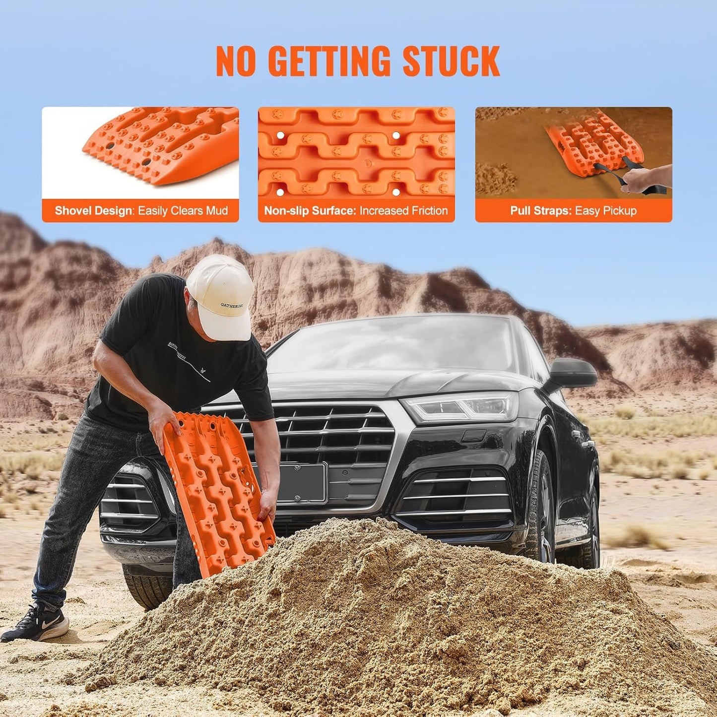 Recovery Track placed under 4WD tyre for traction
