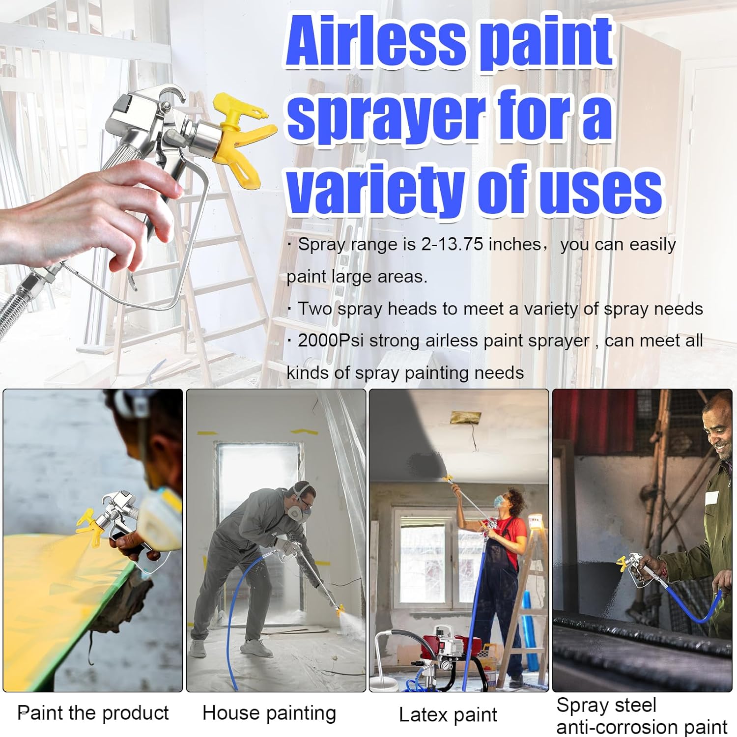 Airless paint sprayer 3300 PSI with lubricating oil bottle included