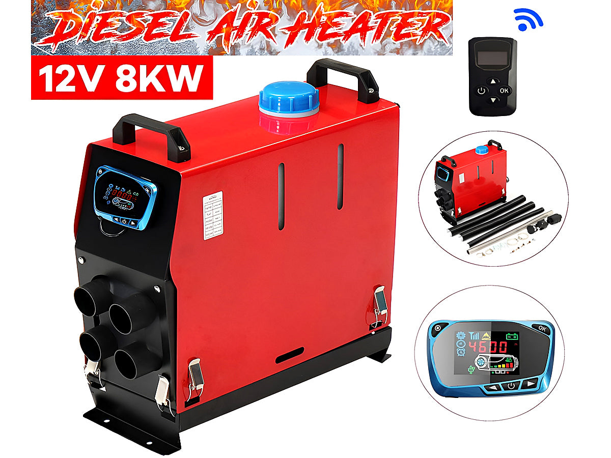 Close-up of diesel air heater LCD control for easy temperature setting