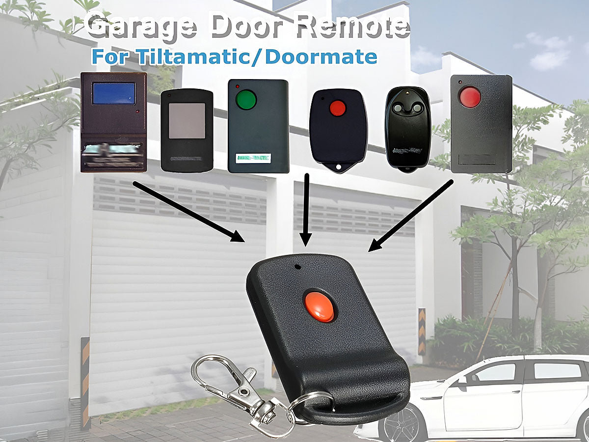 Back view of Doormate compatible garage remote with battery included