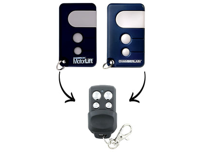 Close up of remote buttons for garage door control