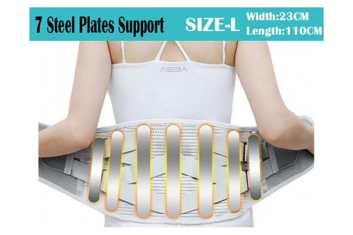 Steel bars inside lumbar support belt for firm back support
