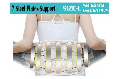 Steel bars inside lumbar support belt for firm back support