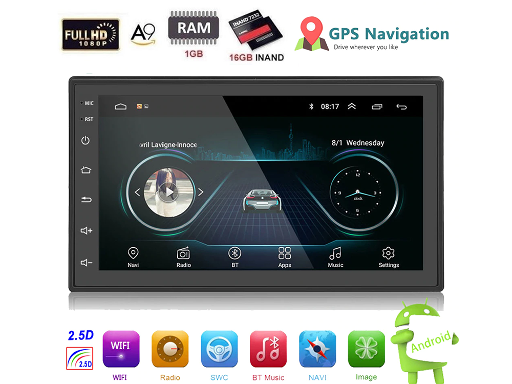 7inch car stereo installed in a vehicle dashboard
