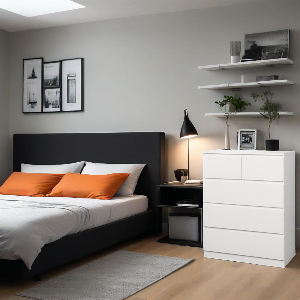 Back view of 5 Drawer Tallboy showing sturdy MDF construction