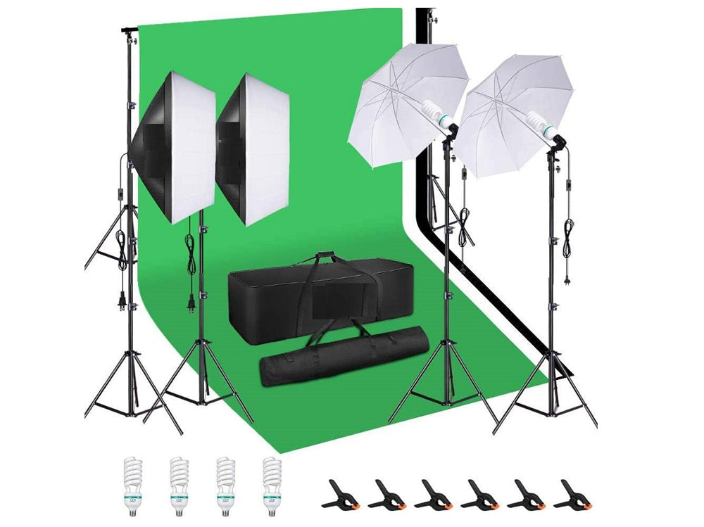 Photography lighting kit arranged for portrait shoot