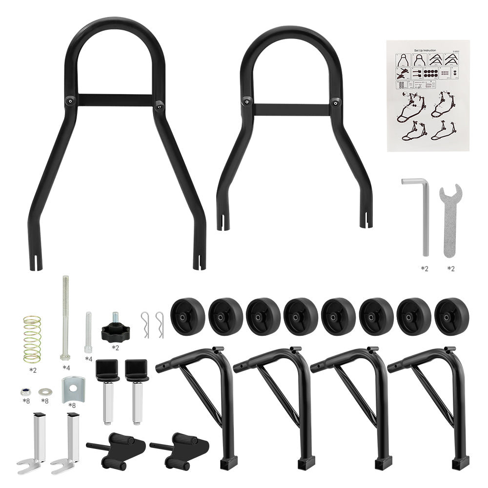 Handle detail on motorcycle lift stand for easy use