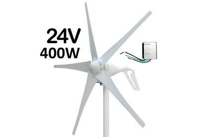 Close up of white nylon fibre blades on wind turbine 400W 24V generator