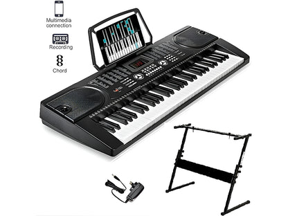 Close up of keyboard piano keys showing 61 key layout