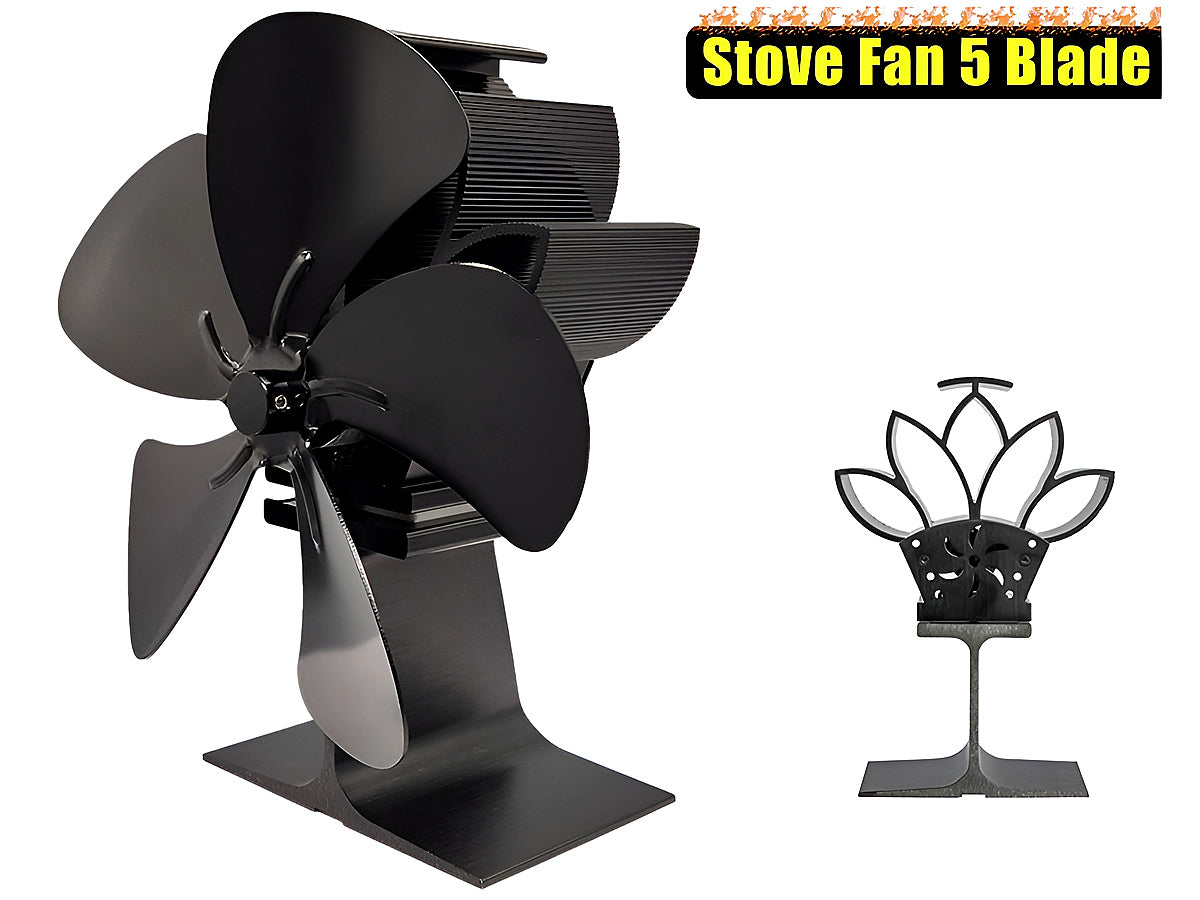 Heat powered stove fan operating quietly on pellet stove