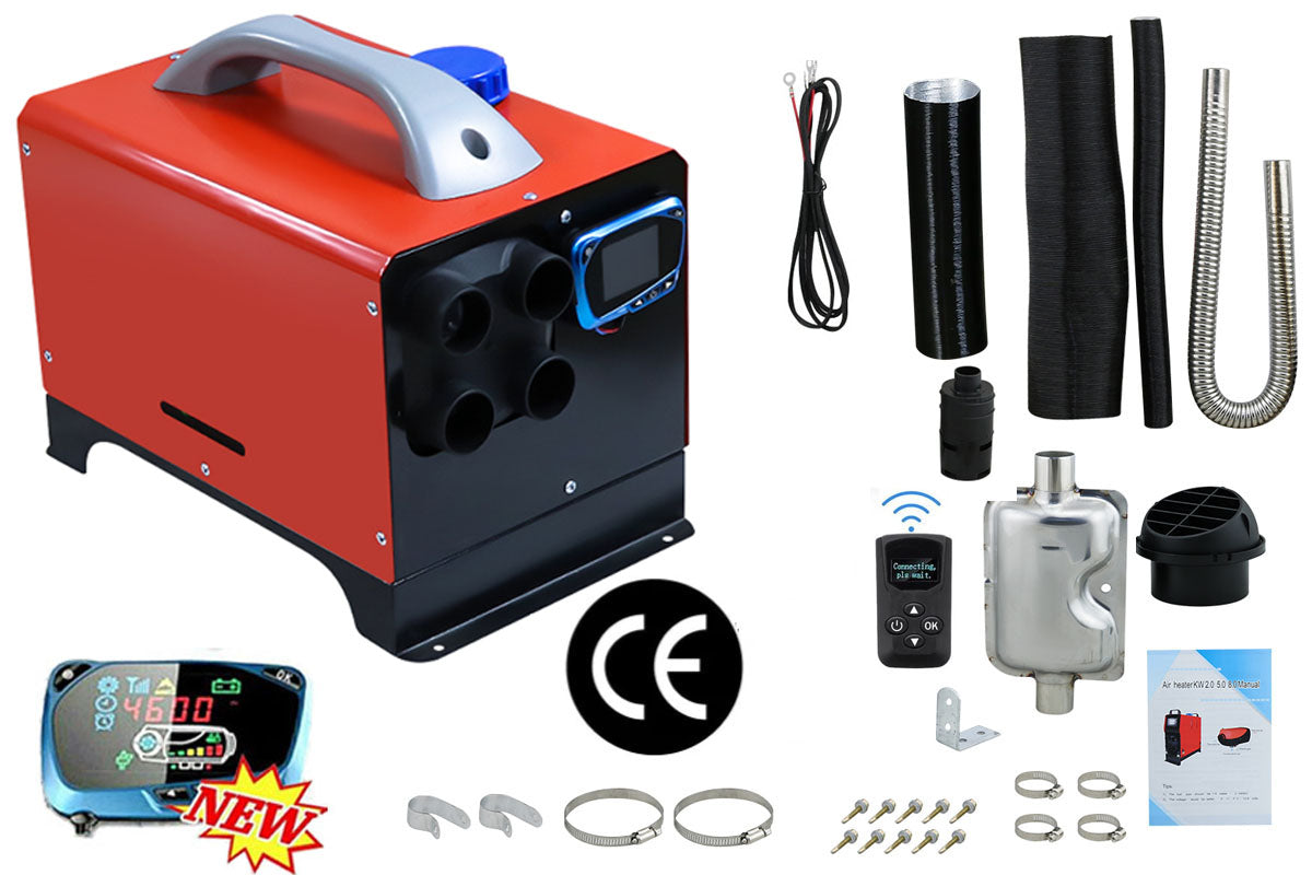 Diesel air heater 5KW 12V with included mounting kit and user manual