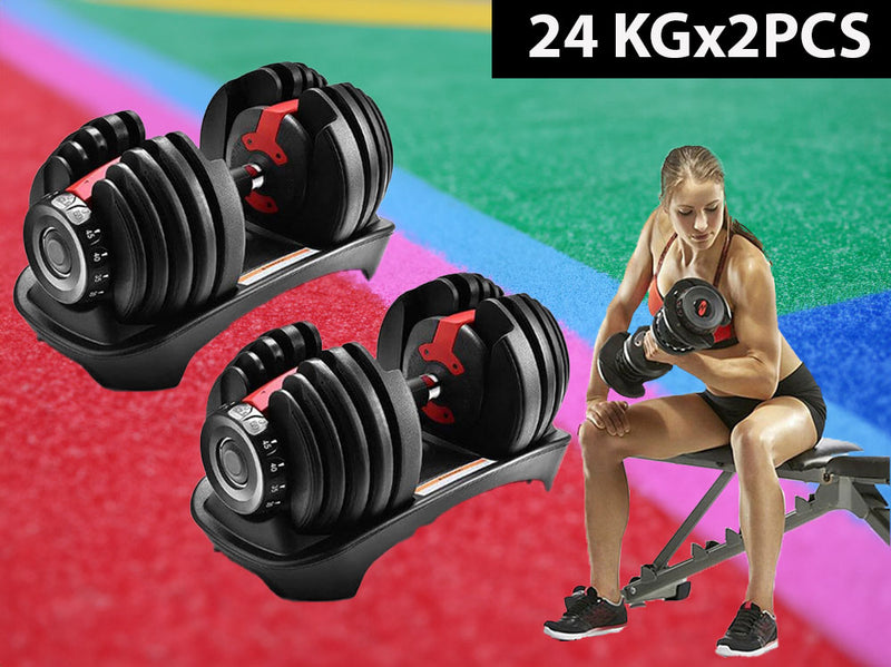 Adjustable Dumbbells 24Kg X 2 Pcs