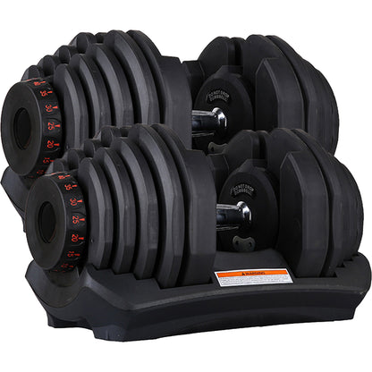 Adjustable dumbbell set 40kg pair showing black and red colour