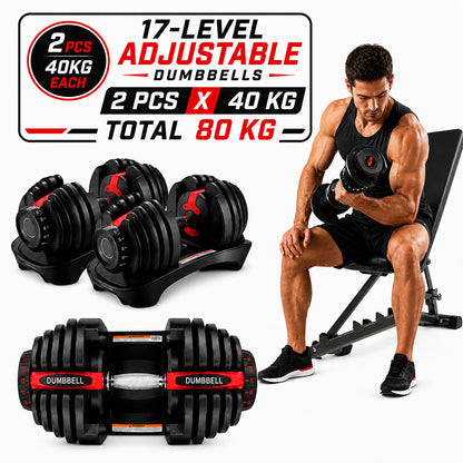 Dumbbells – 2 x 40KG Adjustable Set