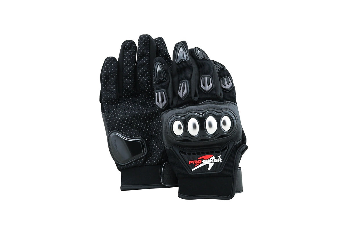 Weatherproof biker gloves showing neoprene embossed grip