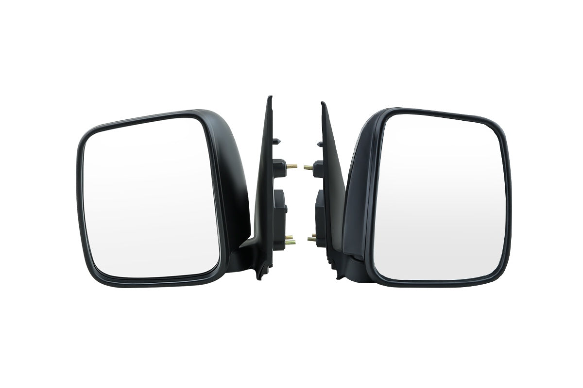 Right side Toyota Hiace mirror showing black plastic finish
