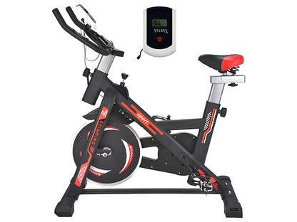 Close-up of exercise bike gel-padded leather seat