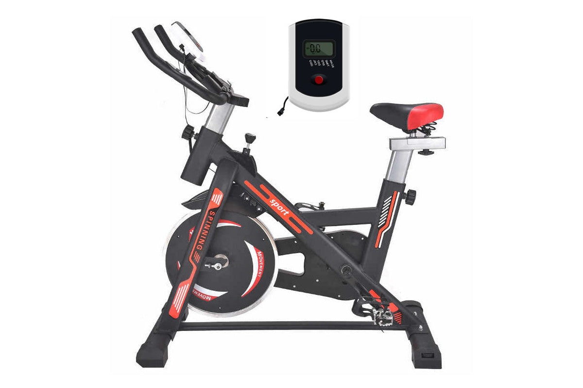 Close-up of exercise bike gel-padded leather seat