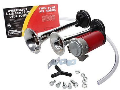 Dual air horn 12V car horn with compression pump detail