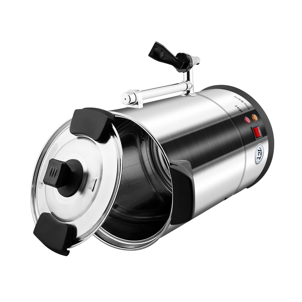 Top angle of electric hot water urn 12L showing safety locking lid