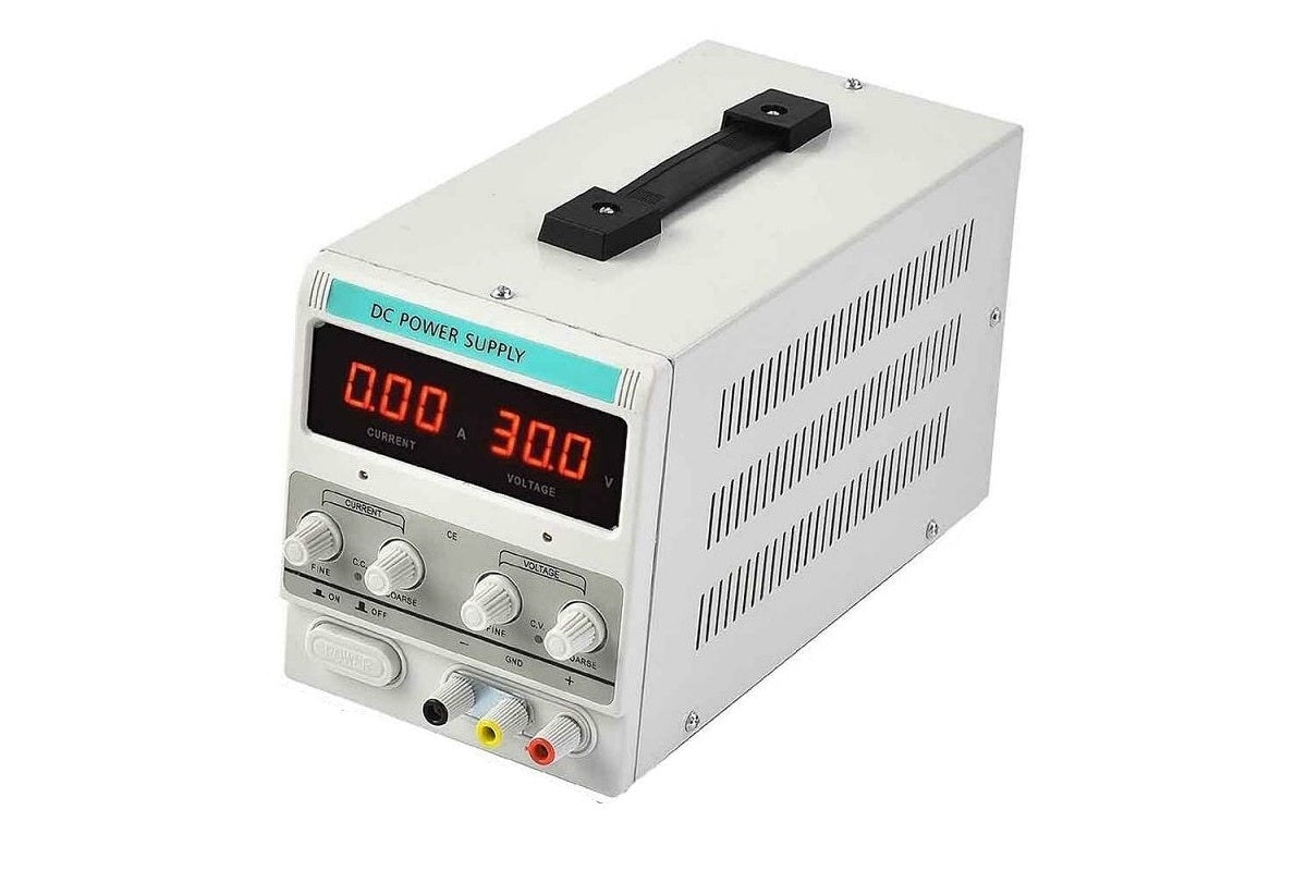 Side angle of 30V 10A DC power supply with steel case