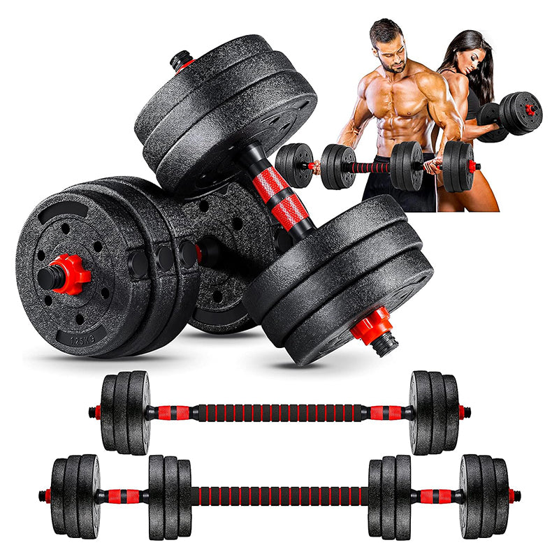 Rubber coated dumbbell weights on gym floor in New Zealand home
