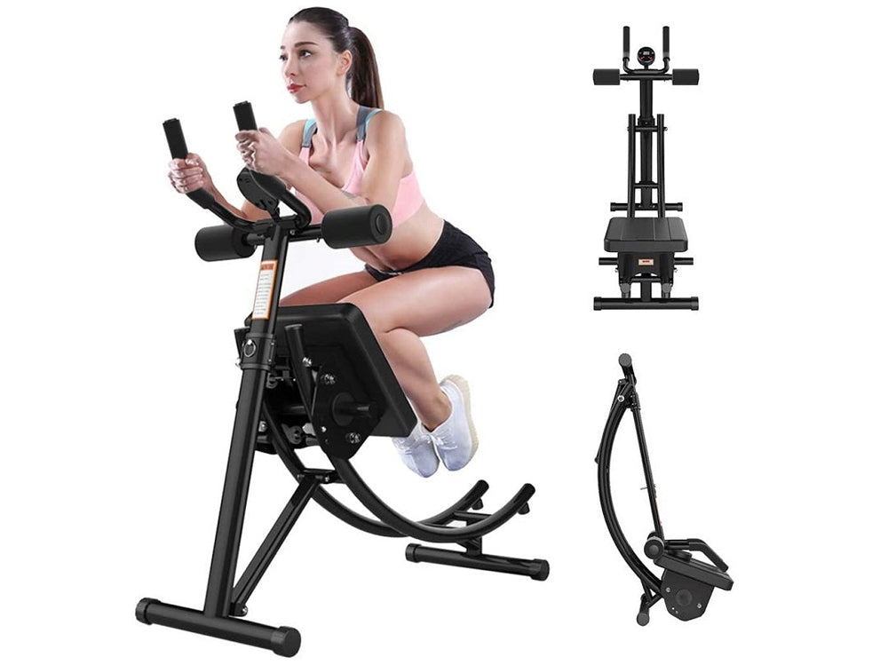 Front view of abdominal trainer with sturdy steel frame