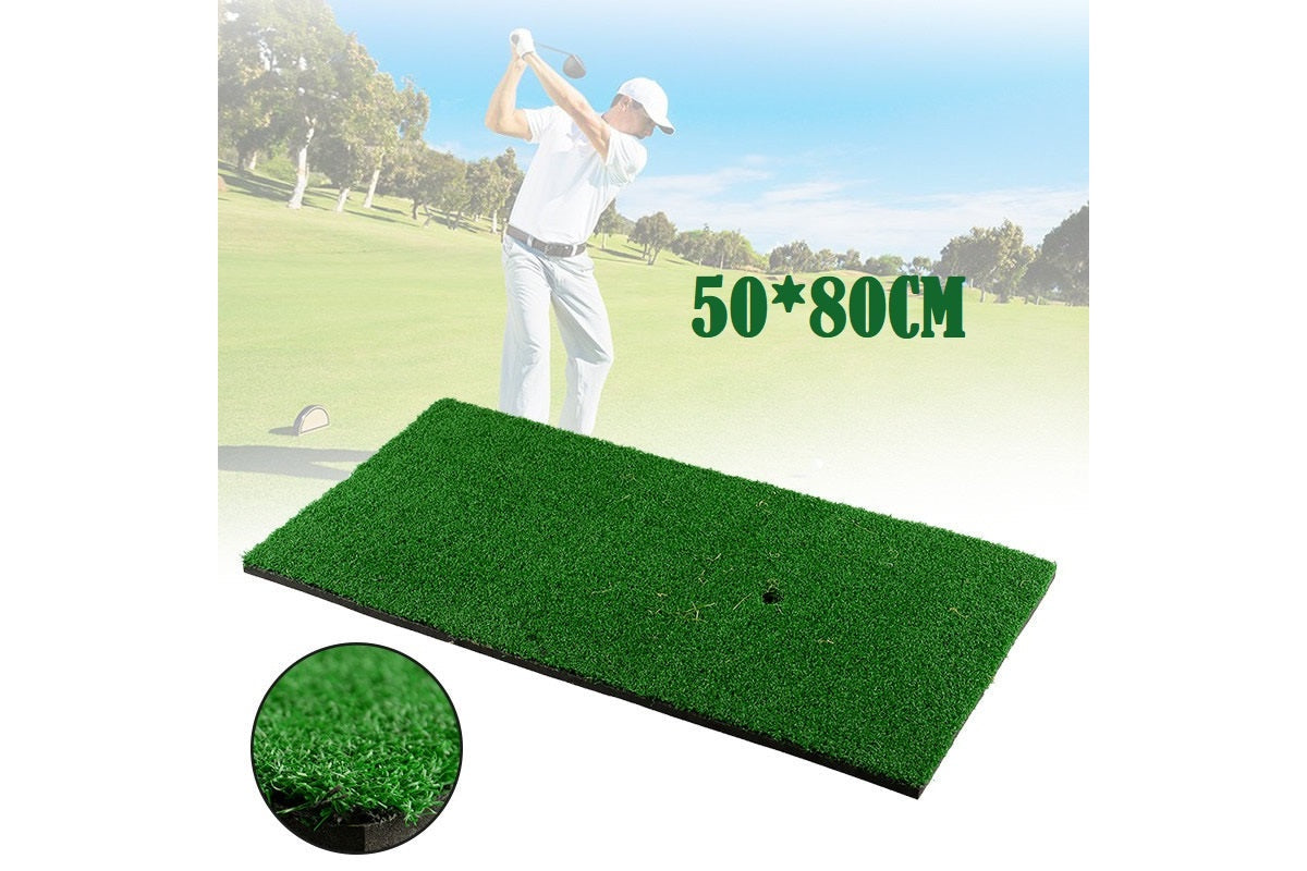 Side angle of indoor golf practice mat showing thickness