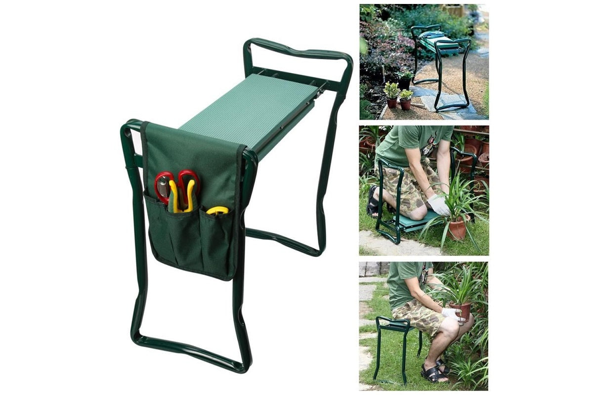 Side view of garden kneeler seat bench with soft EVA cushion