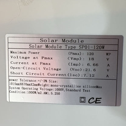 Flexible solar panel 120W with MC4 cables attached