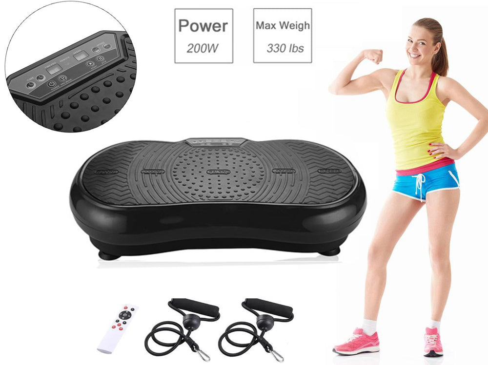 Vibration plate exercise machine showing dual LED screens