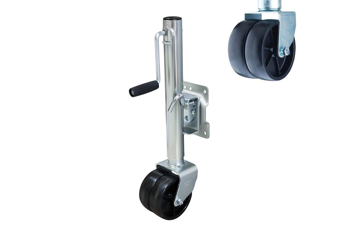 Side view of jockey wheel heavy duty with 150mm solid plastic wheel