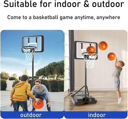Basketball hoop set up in outdoor yard setting
